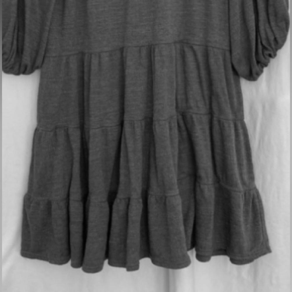 Max Studio Gray Knit Ruffle Tie Neck Dress Size XS Oversized - Picture 8 of 12